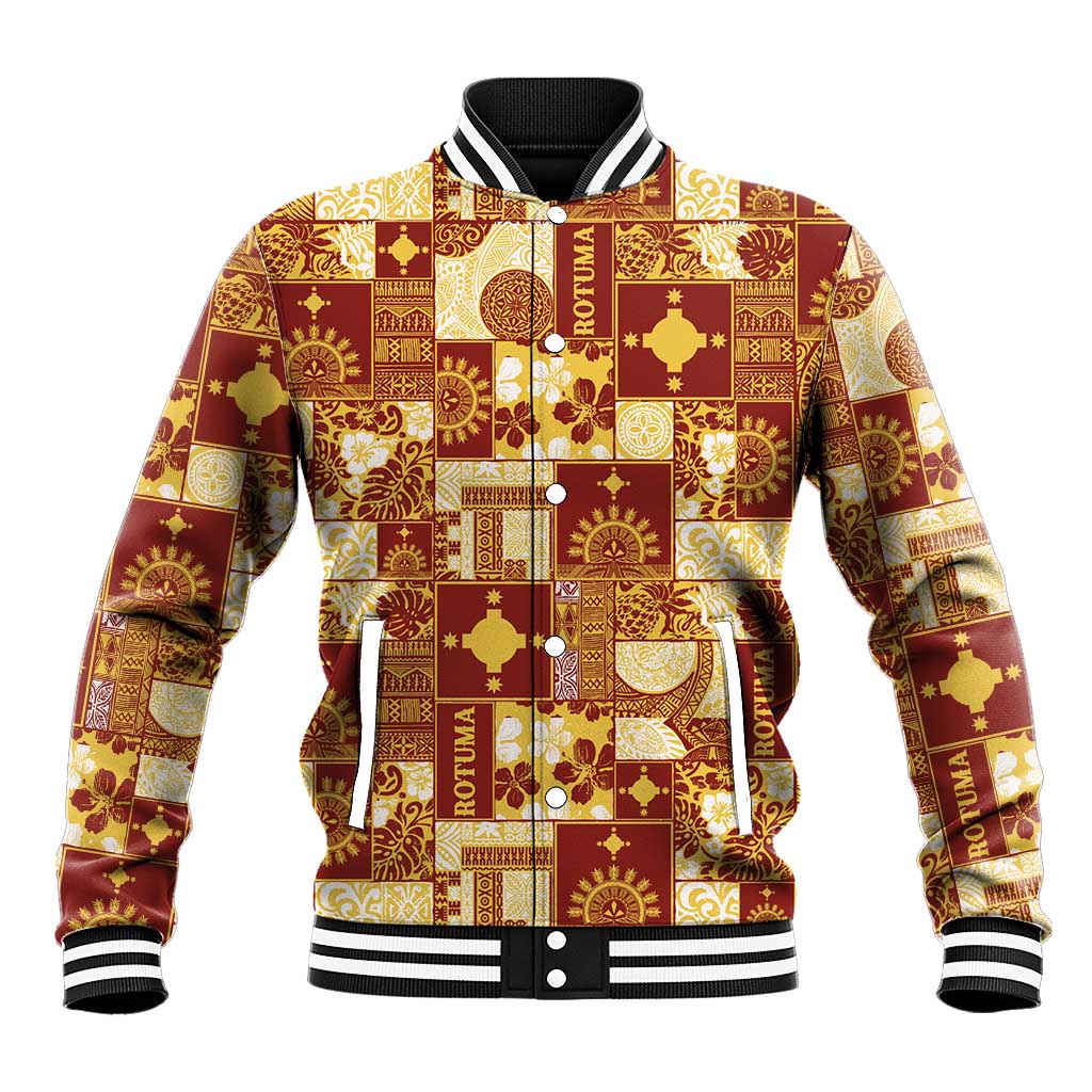 Rotuma Faiakse'ea 'e Kirisimasi Baseball Jacket Pacific Patchwork Xmas Vibes LT9 Unisex Red - Polynesian Pride