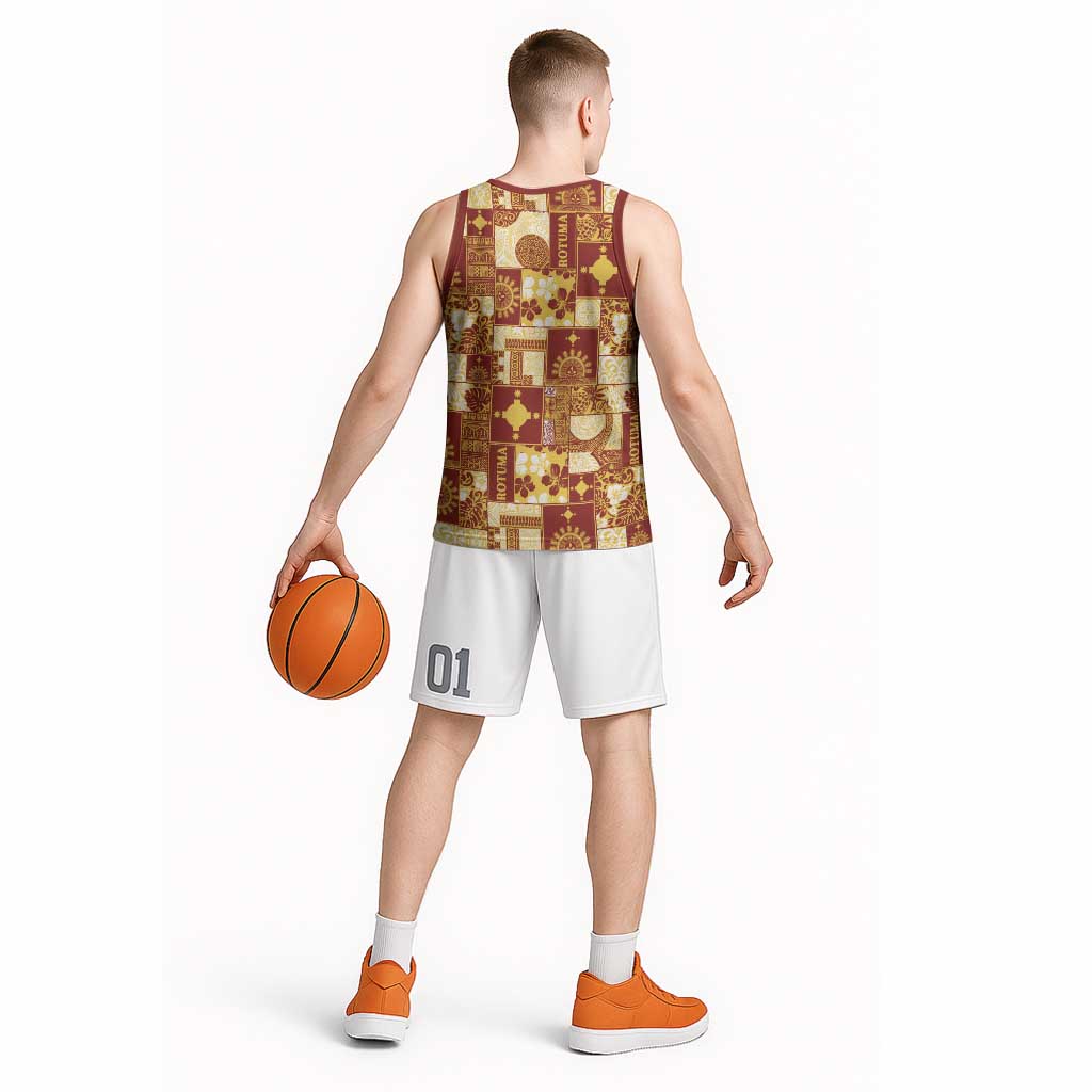 Rotuma Faiakse'ea 'e Kirisimasi Basketball Jersey Pacific Patchwork Xmas Vibes LT9 - Polynesian Pride