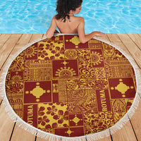 Rotuma Faiakse'ea 'e Kirisimasi Beach Blanket Pacific Patchwork Xmas Vibes - Polynesian Pride