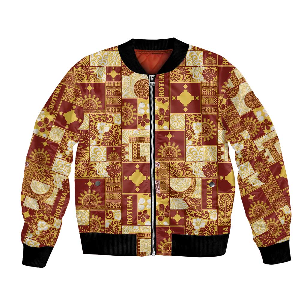 Rotuma Faiakse'ea 'e Kirisimasi Bomber Jacket Pacific Patchwork Xmas Vibes - Polynesian Pride