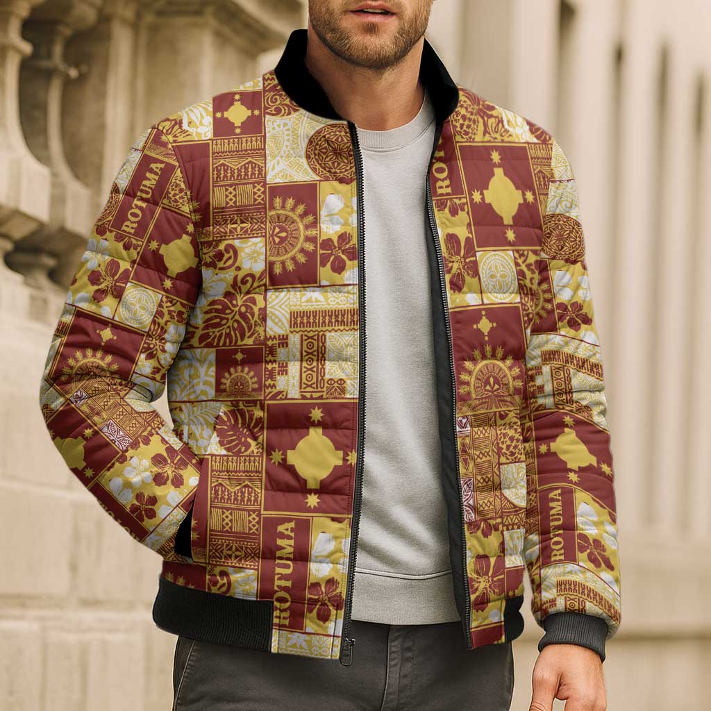 Rotuma Faiakse'ea 'e Kirisimasi Bomber Puffer Jacket Pacific Patchwork Xmas Vibes LT9 - Polynesian Pride