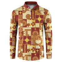 Rotuma Faiakse'ea 'e Kirisimasi Button Sweatshirt Pacific Patchwork Xmas Vibes LT9 Red - Polynesian Pride
