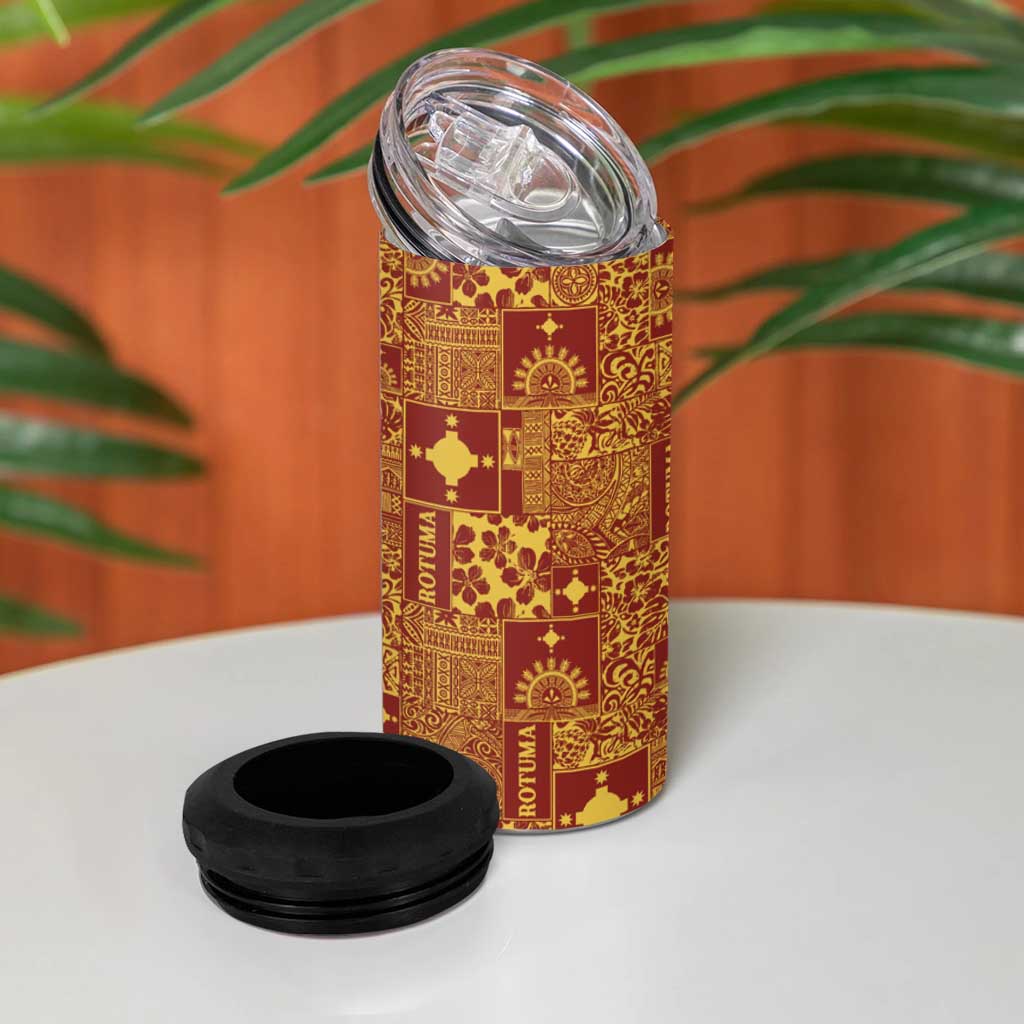Rotuma Faiakse'ea 'e Kirisimasi 4 in 1 Can Cooler Tumbler Pacific Patchwork Xmas Vibes LT9 - Polynesian Pride