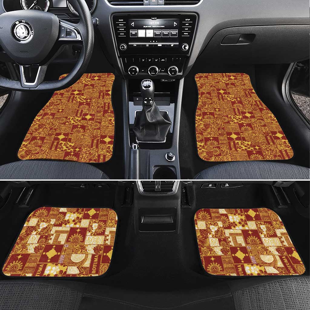 Rotuma Faiakse'ea 'e Kirisimasi Car Mats Pacific Patchwork Xmas Vibes LT9 Set 4pcs Red - Polynesian Pride