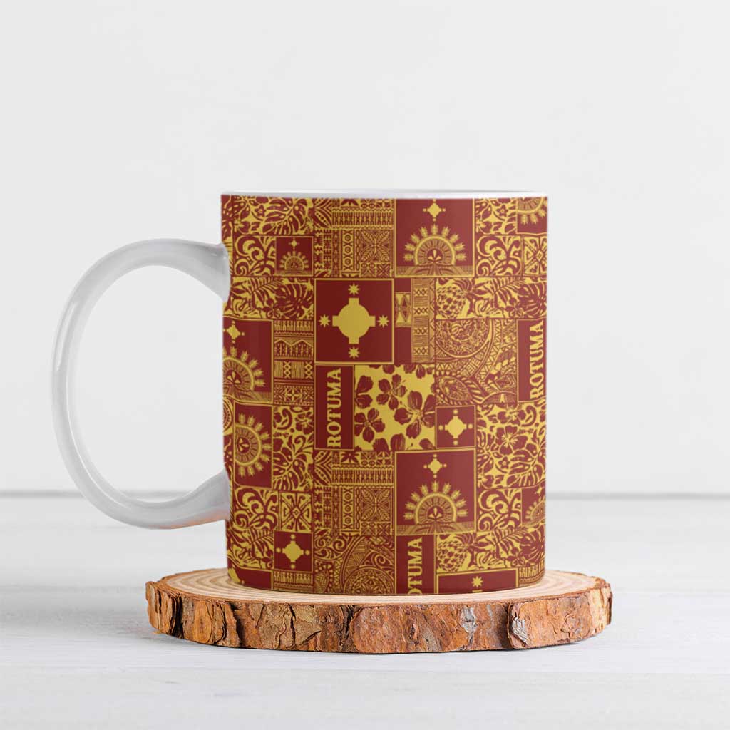 Rotuma Faiakse'ea 'e Kirisimasi Ceramic Mug Pacific Patchwork Xmas Vibes LT9 Red - Polynesian Pride