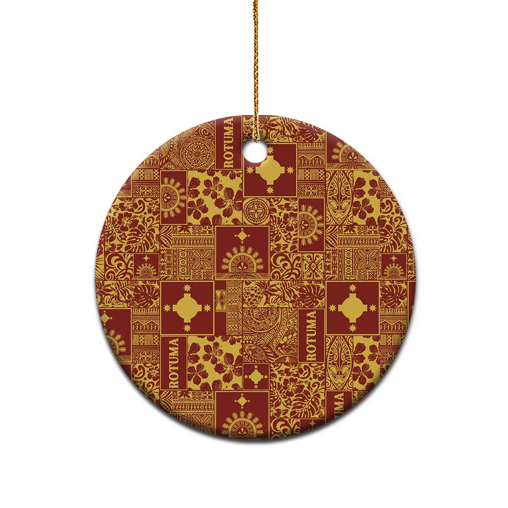 Rotuma Faiakse'ea 'e Kirisimasi Ceramic Ornament Pacific Patchwork Xmas Vibes - Polynesian Pride