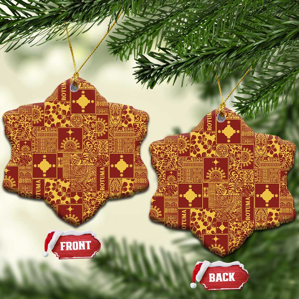Rotuma Faiakse'ea 'e Kirisimasi Ceramic Ornament Pacific Patchwork Xmas Vibes - Polynesian Pride