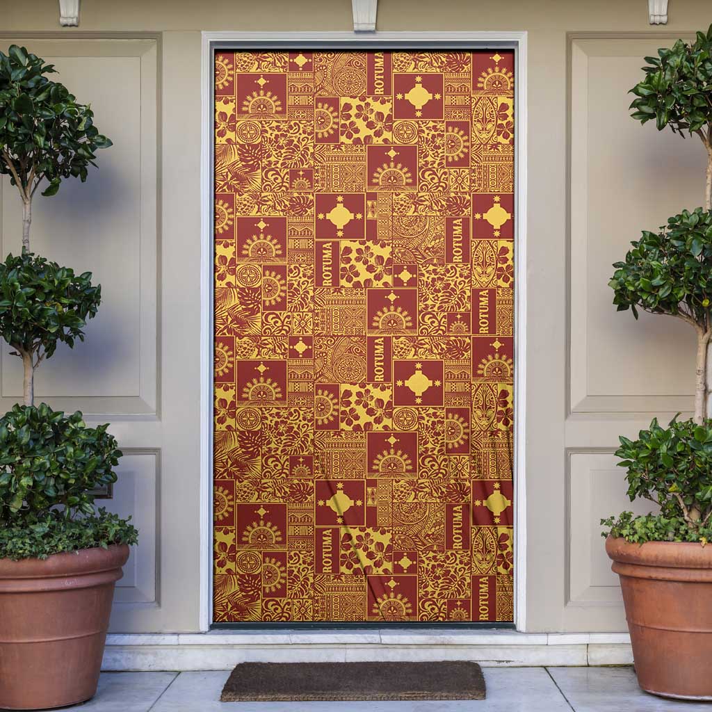 Rotuma Faiakse'ea 'e Kirisimasi Door Cover Pacific Patchwork Xmas Vibes LT9 Red - Polynesian Pride