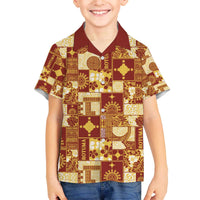 Rotuma Faiakse'ea 'e Kirisimasi Family Matching Off The Shoulder Long Sleeve Dress and Hawaiian Shirt Pacific Patchwork Xmas Vibes - Polynesian Pride