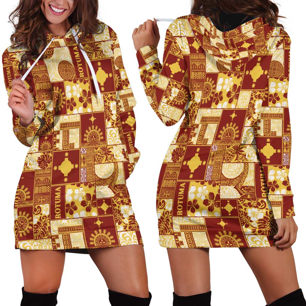 Rotuma Faiakse'ea 'e Kirisimasi Hoodie Dress Pacific Patchwork Xmas Vibes - Polynesian Pride