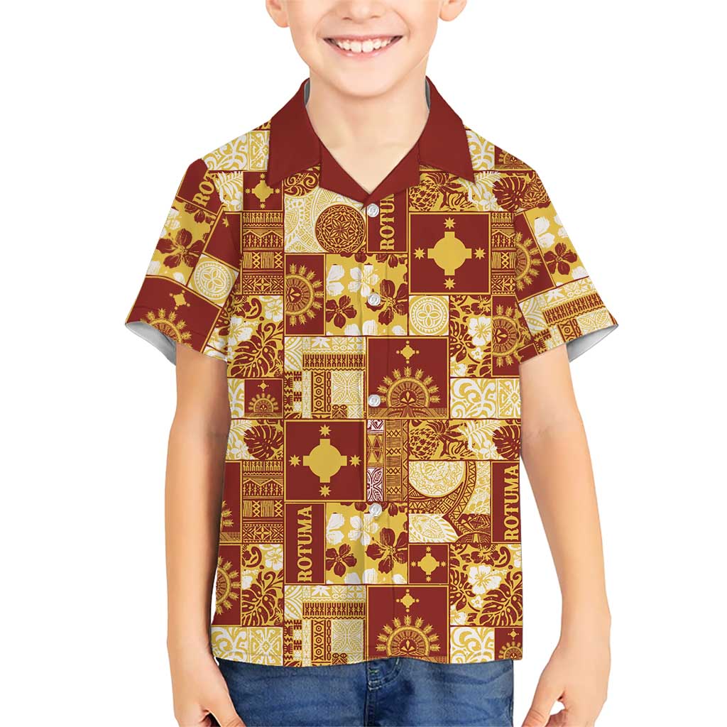 Rotuma Faiakse'ea 'e Kirisimasi Kid Hawaiian Shirt Pacific Patchwork Xmas Vibes - Polynesian Pride