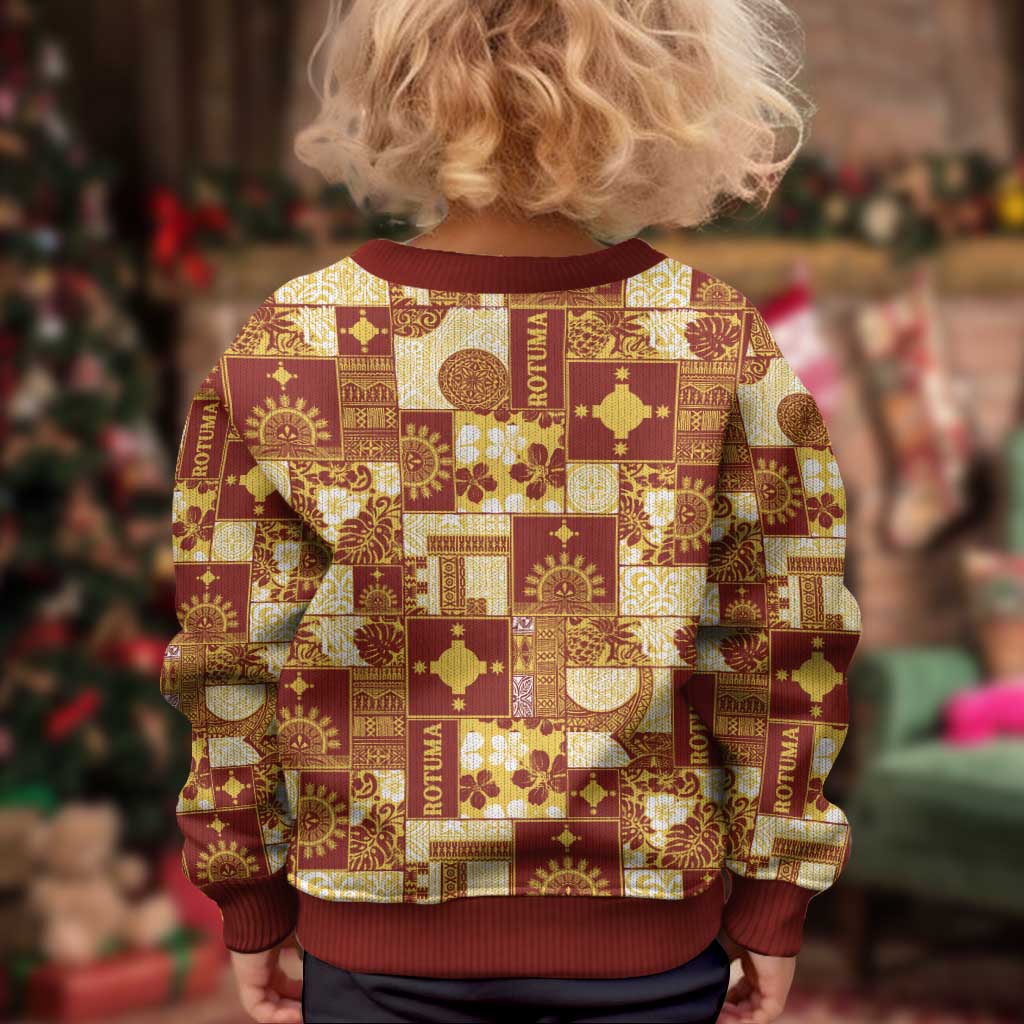 Rotuma Faiakse'ea 'e Kirisimasi Kid Ugly Christmas Sweater Pacific Patchwork Xmas Vibes - Polynesian Pride