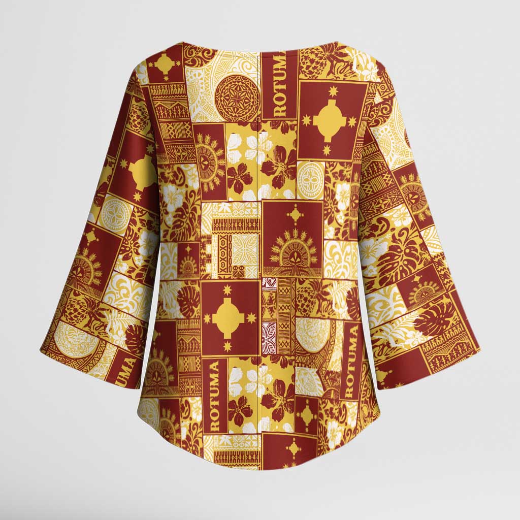 Rotuma Faiakse'ea 'e Kirisimasi Kimono Sleeve Blouse Pacific Patchwork Xmas Vibes LT9 - Polynesian Pride