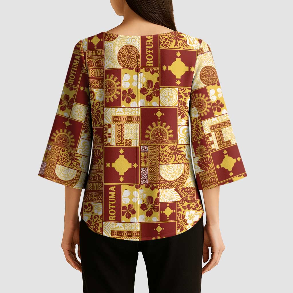 Rotuma Faiakse'ea 'e Kirisimasi Kimono Sleeve Blouse Pacific Patchwork Xmas Vibes LT9 - Polynesian Pride