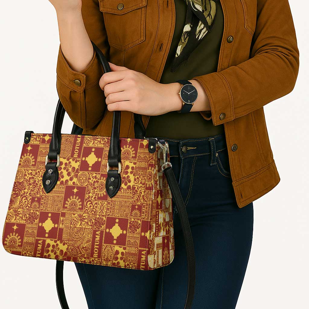 Rotuma Faiakse'ea 'e Kirisimasi Leather Bag Pacific Patchwork Xmas Vibes LT9 - Polynesian Pride