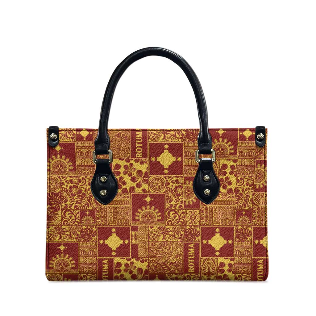 Rotuma Faiakse'ea 'e Kirisimasi Leather Bag Pacific Patchwork Xmas Vibes LT9 - Polynesian Pride