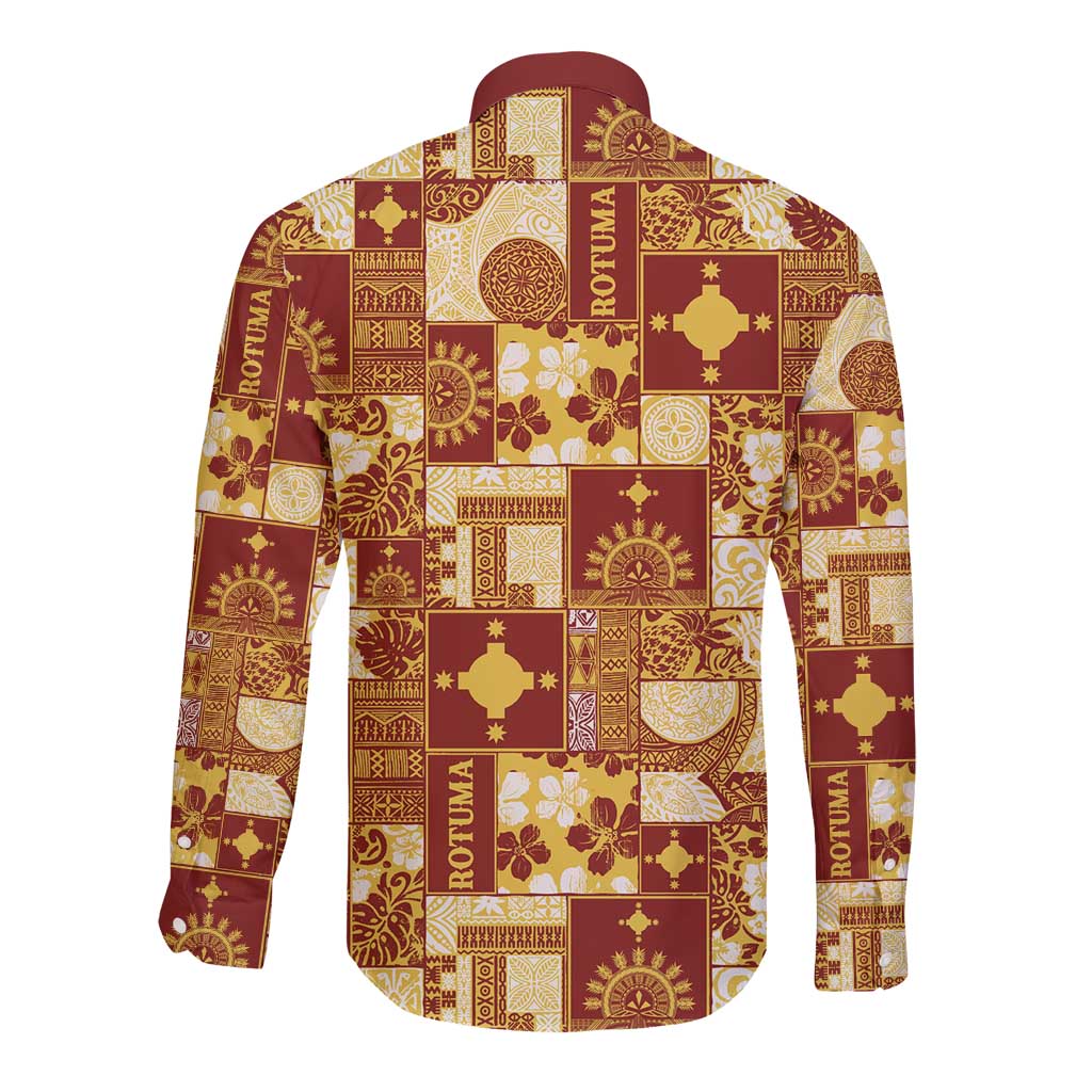 Rotuma Faiakse'ea 'e Kirisimasi Long Sleeve Button Shirt Pacific Patchwork Xmas Vibes LT9 - Polynesian Pride