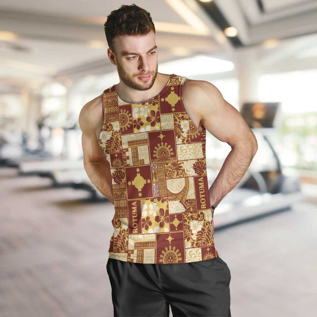 Rotuma Faiakse'ea 'e Kirisimasi Men Tank Top Pacific Patchwork Xmas Vibes LT9 Red - Polynesian Pride
