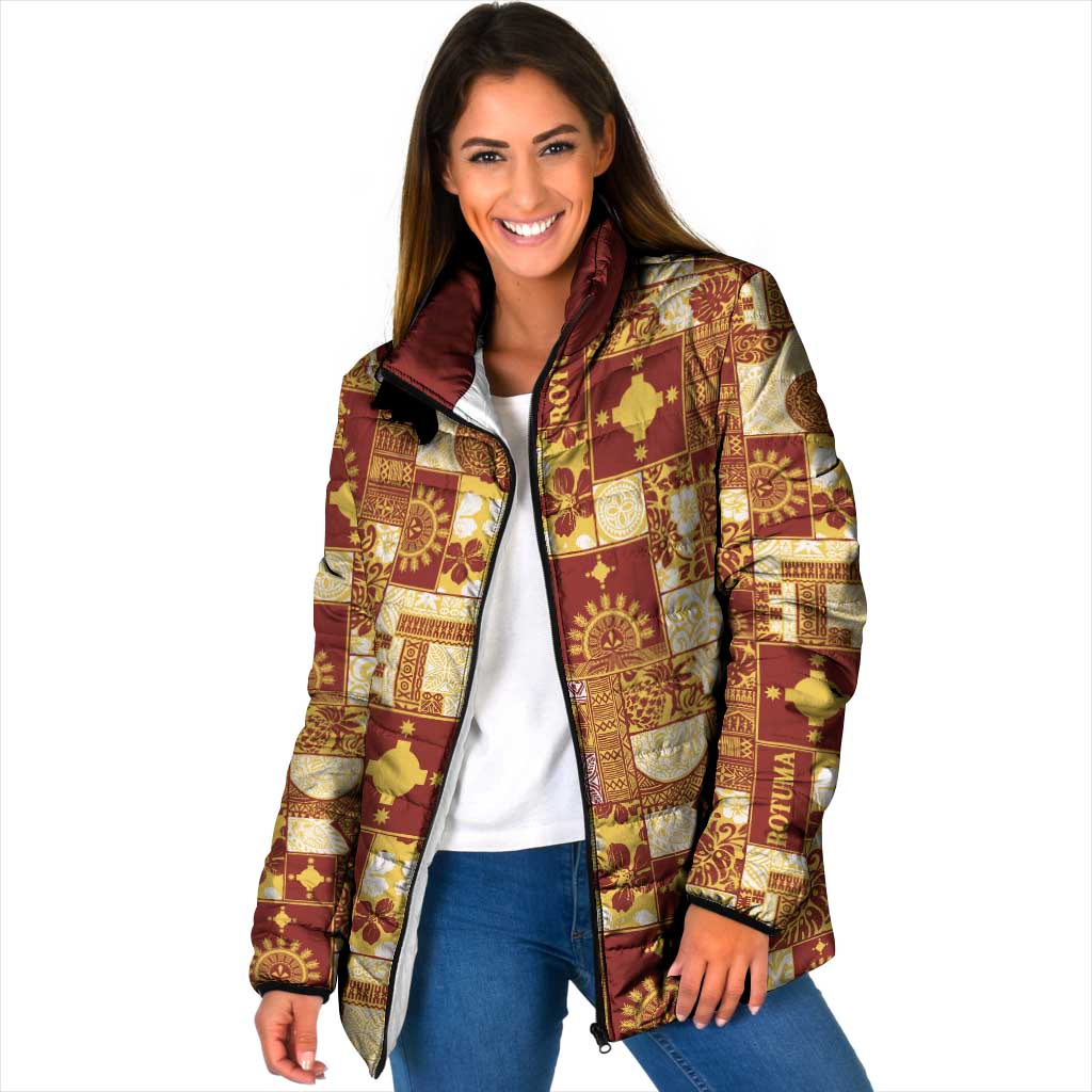 Rotuma Faiakse'ea 'e Kirisimasi Padded Jacket Pacific Patchwork Xmas Vibes LT9 Women Red - Polynesian Pride