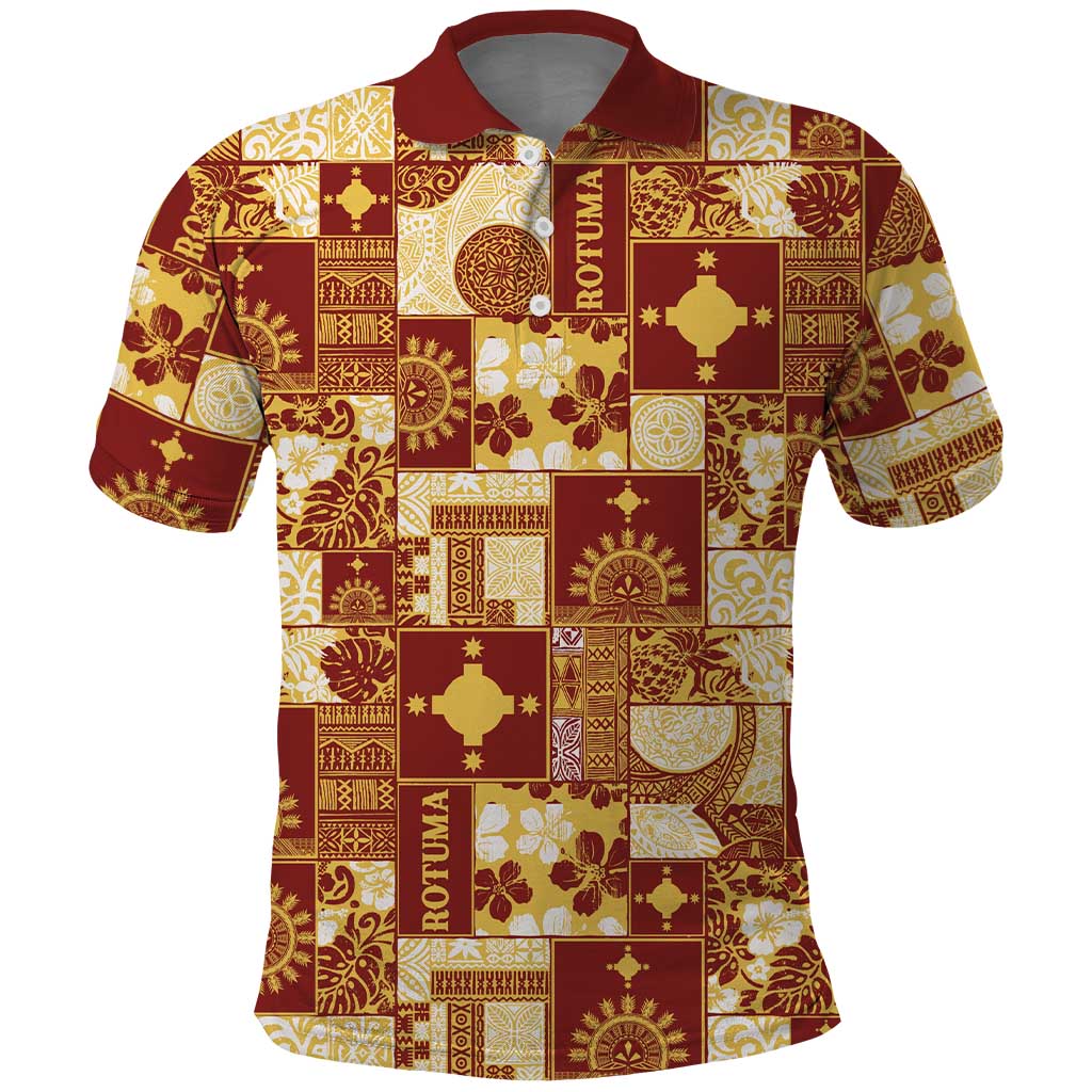 Rotuma Faiakse'ea 'e Kirisimasi Polo Shirt Pacific Patchwork Xmas Vibes LT9 Red - Polynesian Pride