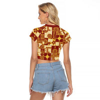 Rotuma Faiakse'ea 'e Kirisimasi Raglan Cropped T Shirt Pacific Patchwork Xmas Vibes LT9 - Polynesian Pride