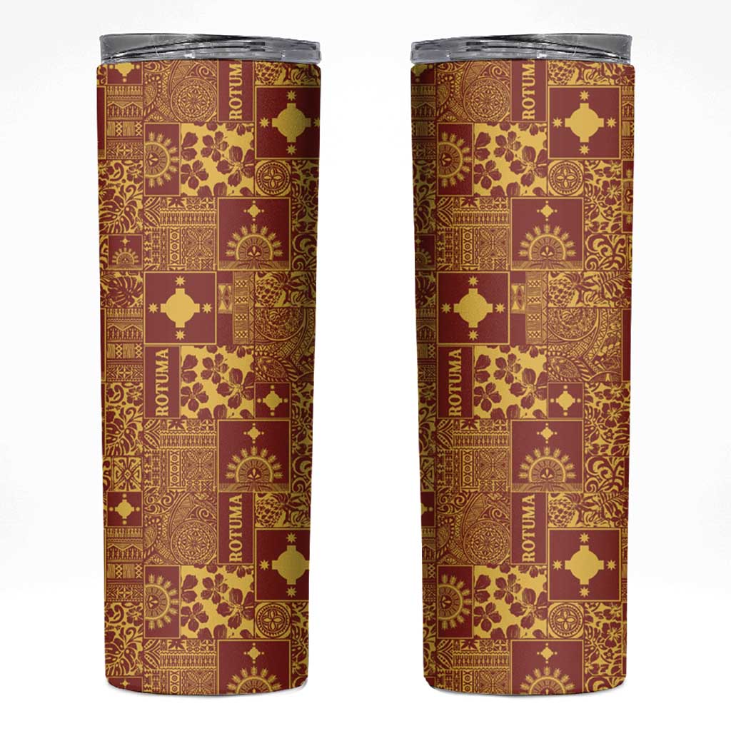 Rotuma Faiakse'ea 'e Kirisimasi Skinny Tumbler Pacific Patchwork Xmas Vibes LT9 Red - Polynesian Pride