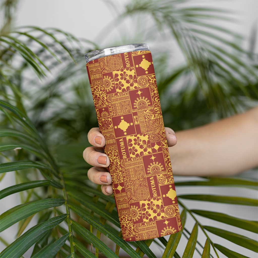 Rotuma Faiakse'ea 'e Kirisimasi Skinny Tumbler Pacific Patchwork Xmas Vibes LT9 - Polynesian Pride