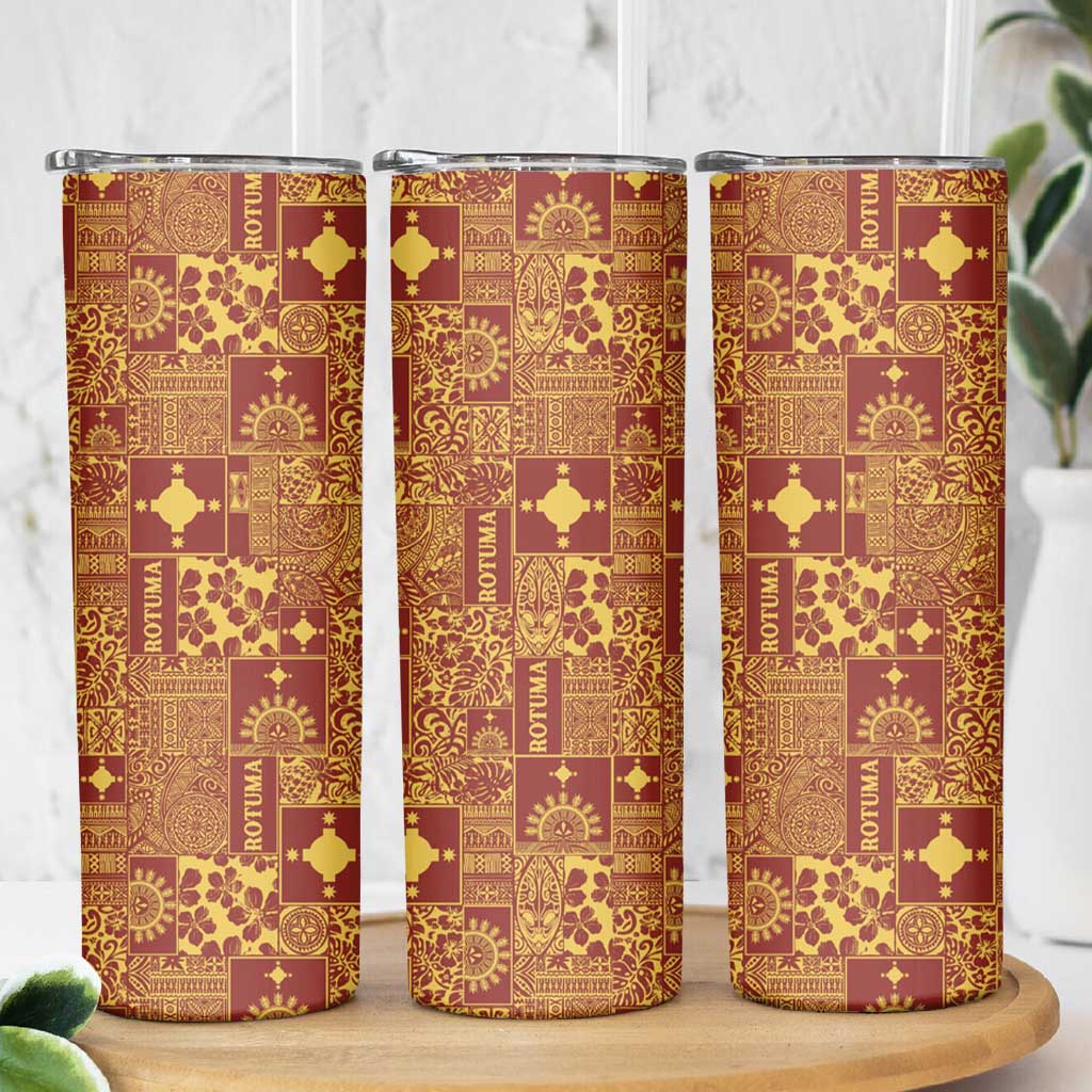 Rotuma Faiakse'ea 'e Kirisimasi Skinny Tumbler Pacific Patchwork Xmas Vibes LT9 - Polynesian Pride