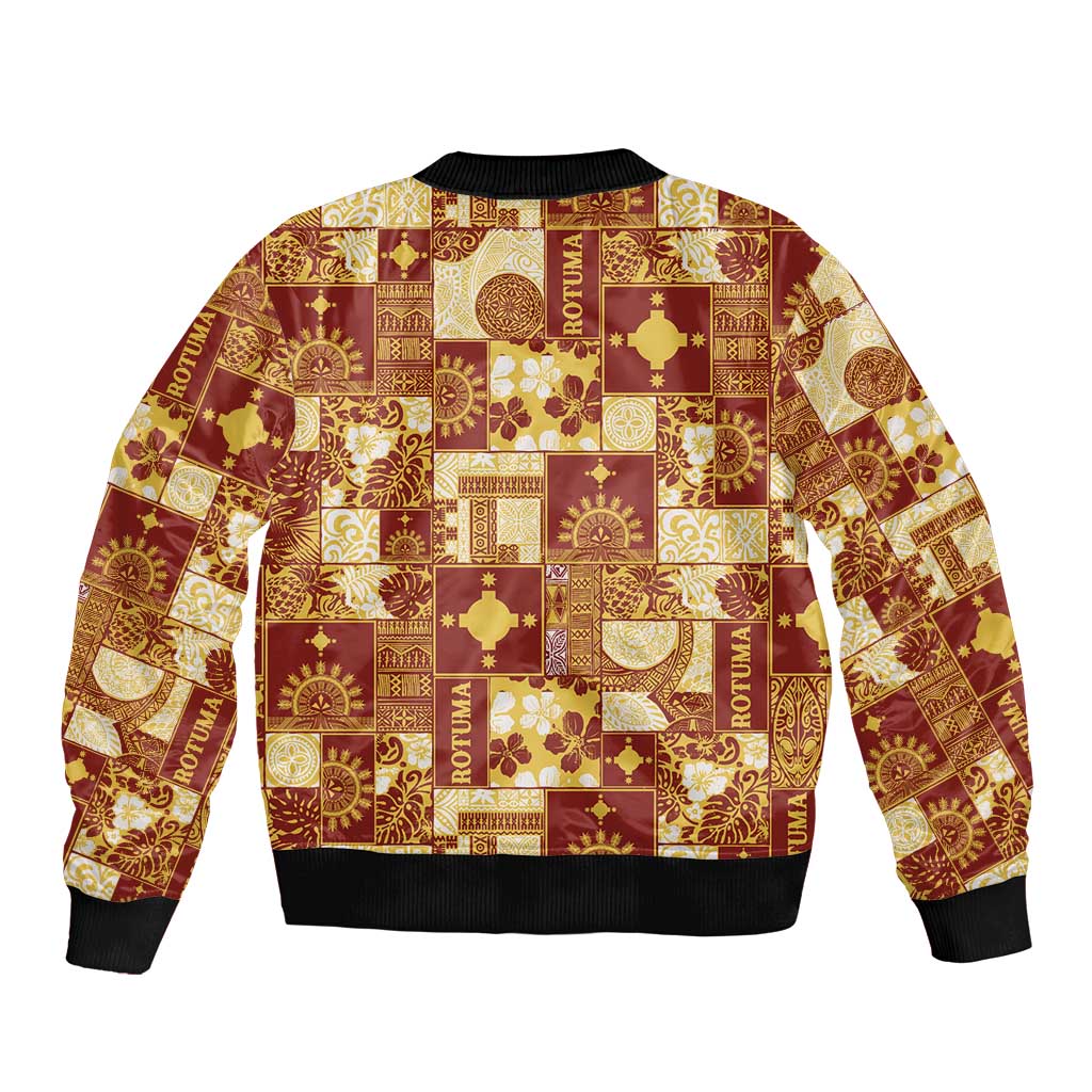 Rotuma Faiakse'ea 'e Kirisimasi Sleeve Zip Bomber Jacket Pacific Patchwork Xmas Vibes - Polynesian Pride