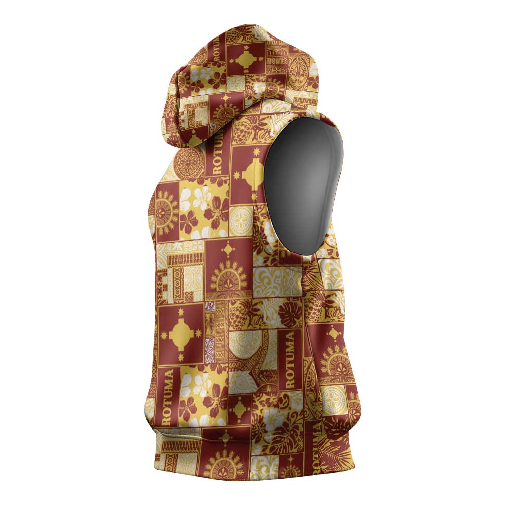 Rotuma Faiakse'ea 'e Kirisimasi Sleeveless Hoodie Pacific Patchwork Xmas Vibes LT9 - Polynesian Pride