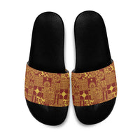 Rotuma Faiakse'ea 'e Kirisimasi Slide Sandals Pacific Patchwork Xmas Vibes LT9 Red - Polynesian Pride