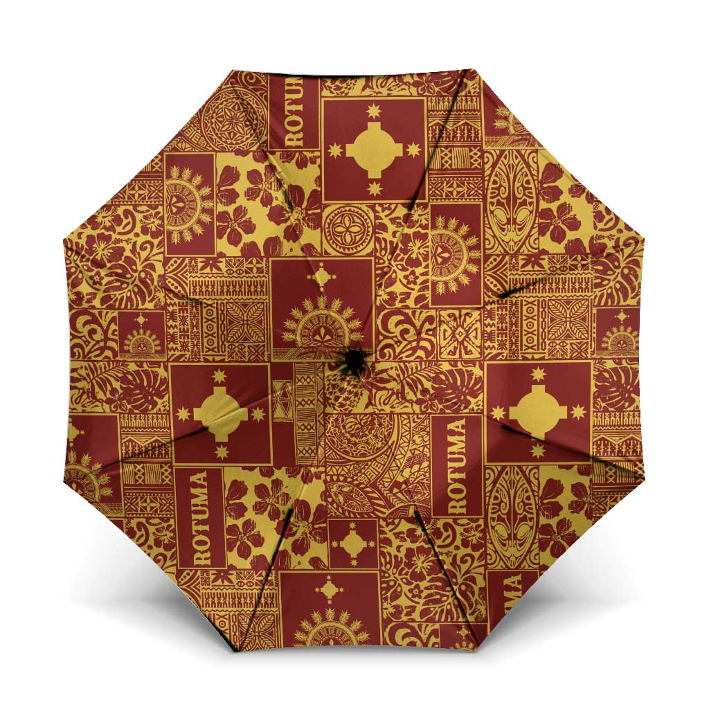 Rotuma Faiakse'ea 'e Kirisimasi Umbrella Pacific Patchwork Xmas Vibes LT9 One Size Folded 11.42 inch Opened Diameter 37.4 inch Red - Polynesian Pride