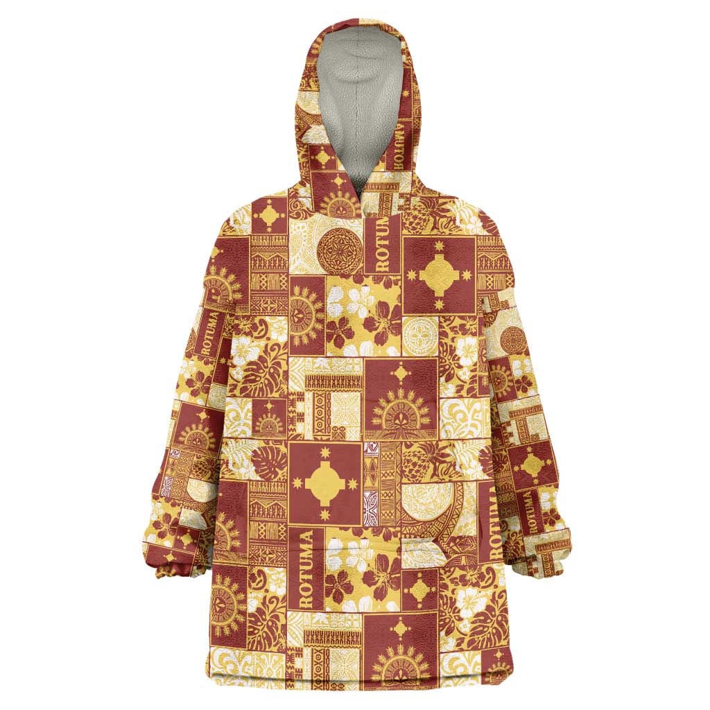 Rotuma Faiakse'ea 'e Kirisimasi Wearable Blanket Hoodie Pacific Patchwork Xmas Vibes LT9 One Size Red - Polynesian Pride