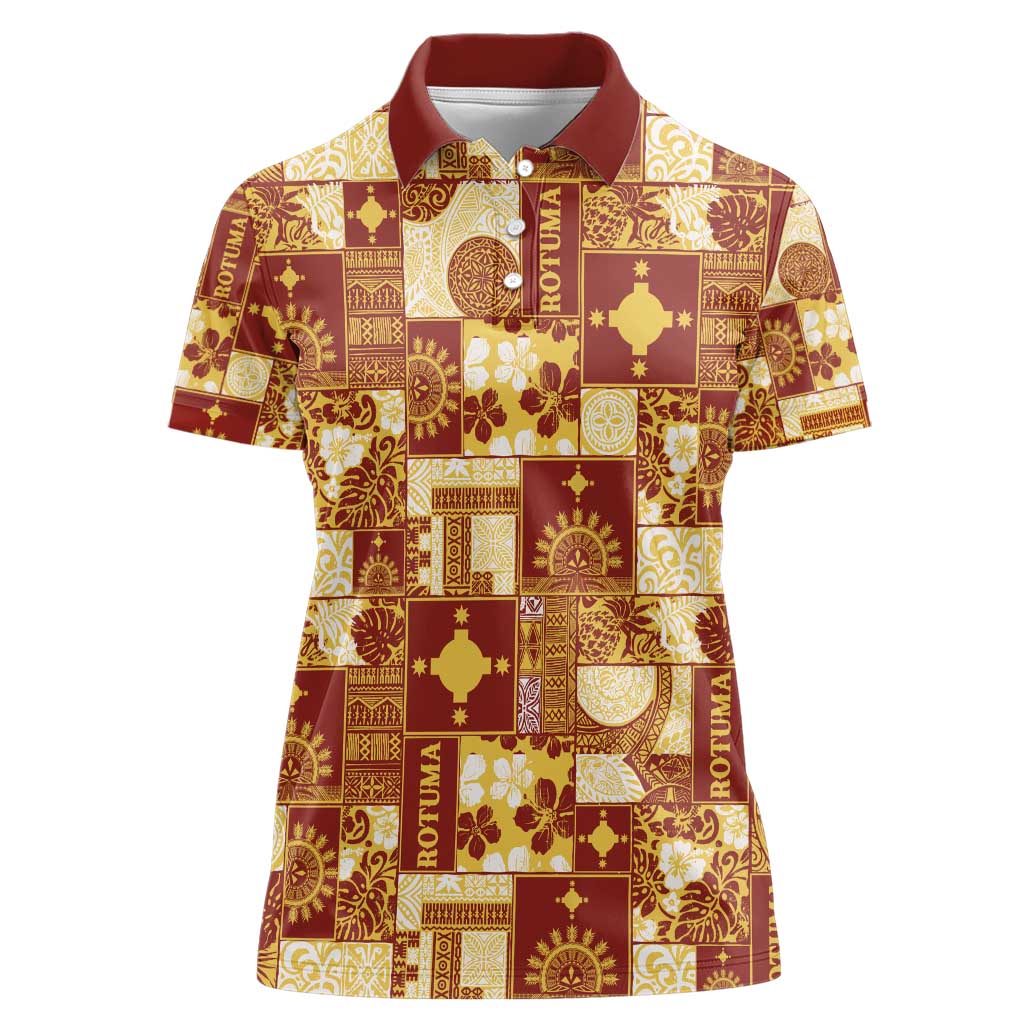 Rotuma Faiakse'ea 'e Kirisimasi Women Polo Shirt Pacific Patchwork Xmas Vibes - Polynesian Pride