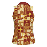 Rotuma Faiakse'ea 'e Kirisimasi Women Sleeveless Polo Shirt Pacific Patchwork Xmas Vibes LT9 - Polynesian Pride