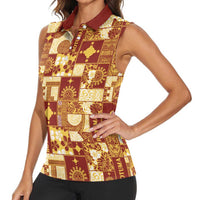 Rotuma Faiakse'ea 'e Kirisimasi Women Sleeveless Polo Shirt Pacific Patchwork Xmas Vibes LT9 - Polynesian Pride