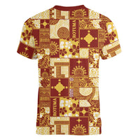 Rotuma Faiakse'ea 'e Kirisimasi Women V-Neck T-Shirt Pacific Patchwork Xmas Vibes LT9 - Polynesian Pride