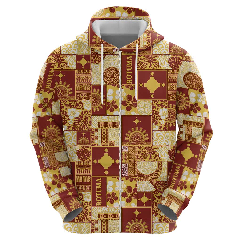Rotuma Faiakse'ea 'e Kirisimasi Zip Hoodie Pacific Patchwork Xmas Vibes LT9 - Polynesian Pride