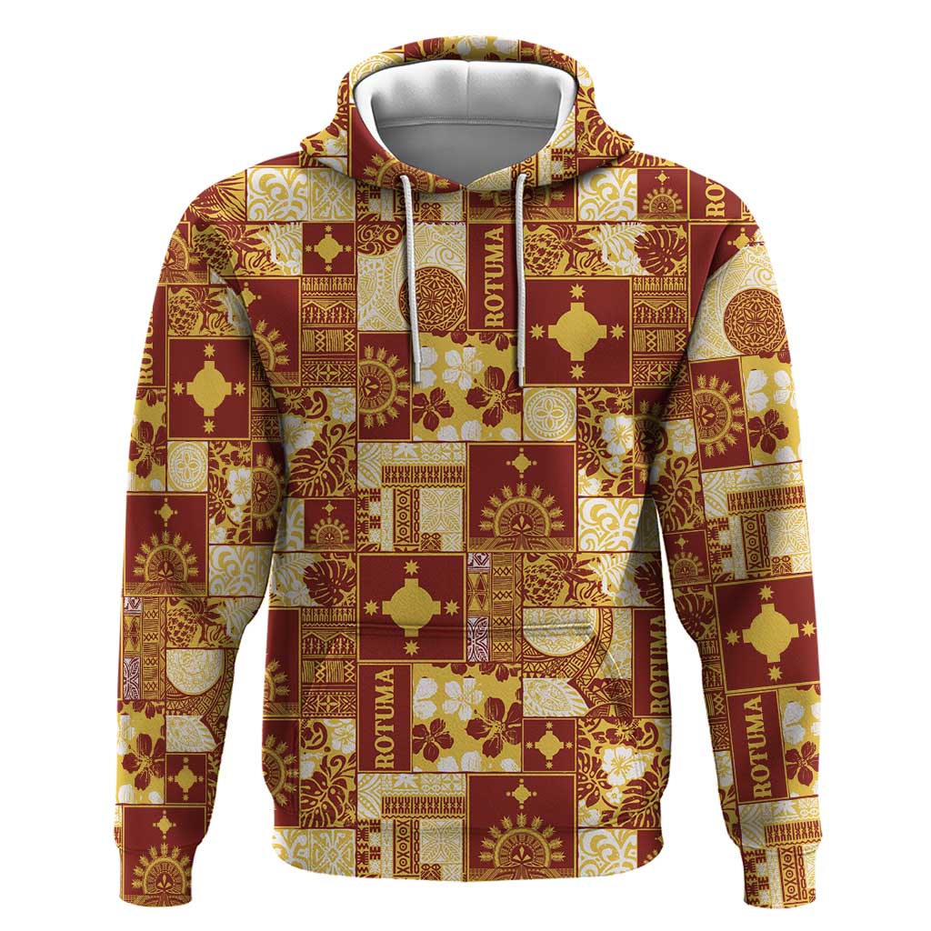 Rotuma Faiakse'ea 'e Kirisimasi Zip Hoodie Pacific Patchwork Xmas Vibes LT9 Pullover Hoodie Red - Polynesian Pride
