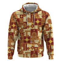 Rotuma Faiakse'ea 'e Kirisimasi Zip Hoodie Pacific Patchwork Xmas Vibes LT9 Pullover Hoodie Red - Polynesian Pride