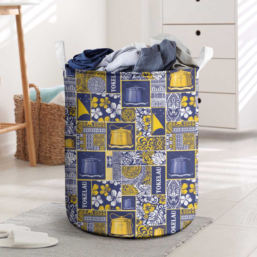 Tokelau Manuia te Kilihimahi Laundry Basket Pacific Patchwork Xmas Vibes LT9 Blue - Polynesian Pride