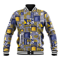 Tokelau Manuia te Kilihimahi Baseball Jacket Pacific Patchwork Xmas Vibes LT9 Unisex Blue - Polynesian Pride