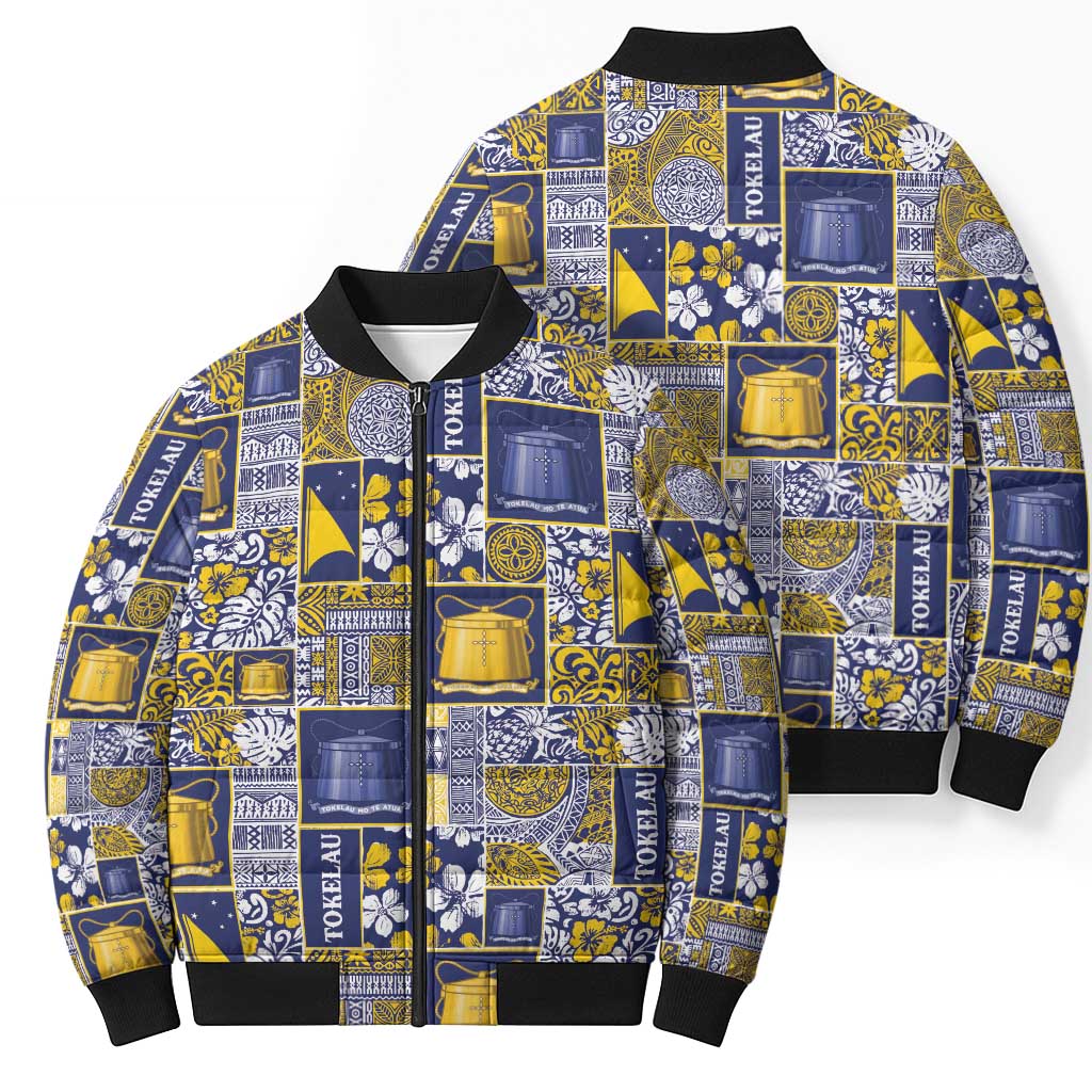 Tokelau Manuia te Kilihimahi Bomber Puffer Jacket Pacific Patchwork Xmas Vibes LT9 - Polynesian Pride