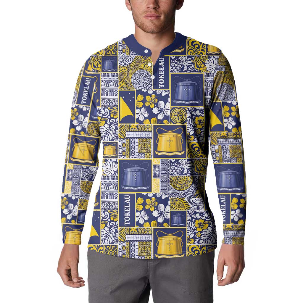 Tokelau Manuia te Kilihimahi Button Sweatshirt Pacific Patchwork Xmas Vibes LT9 - Polynesian Pride