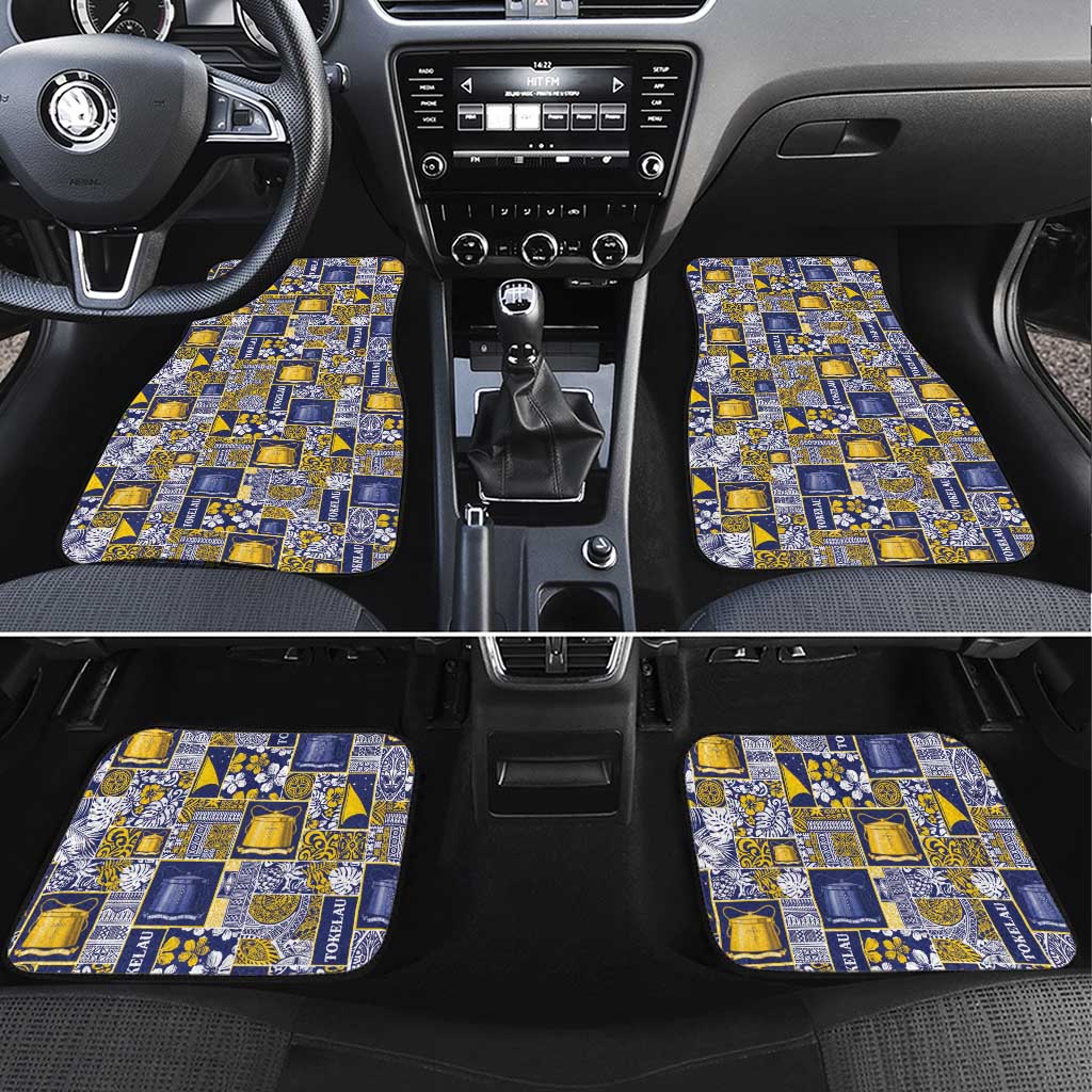 Tokelau Manuia te Kilihimahi Car Mats Pacific Patchwork Xmas Vibes LT9 Set 4pcs Blue - Polynesian Pride