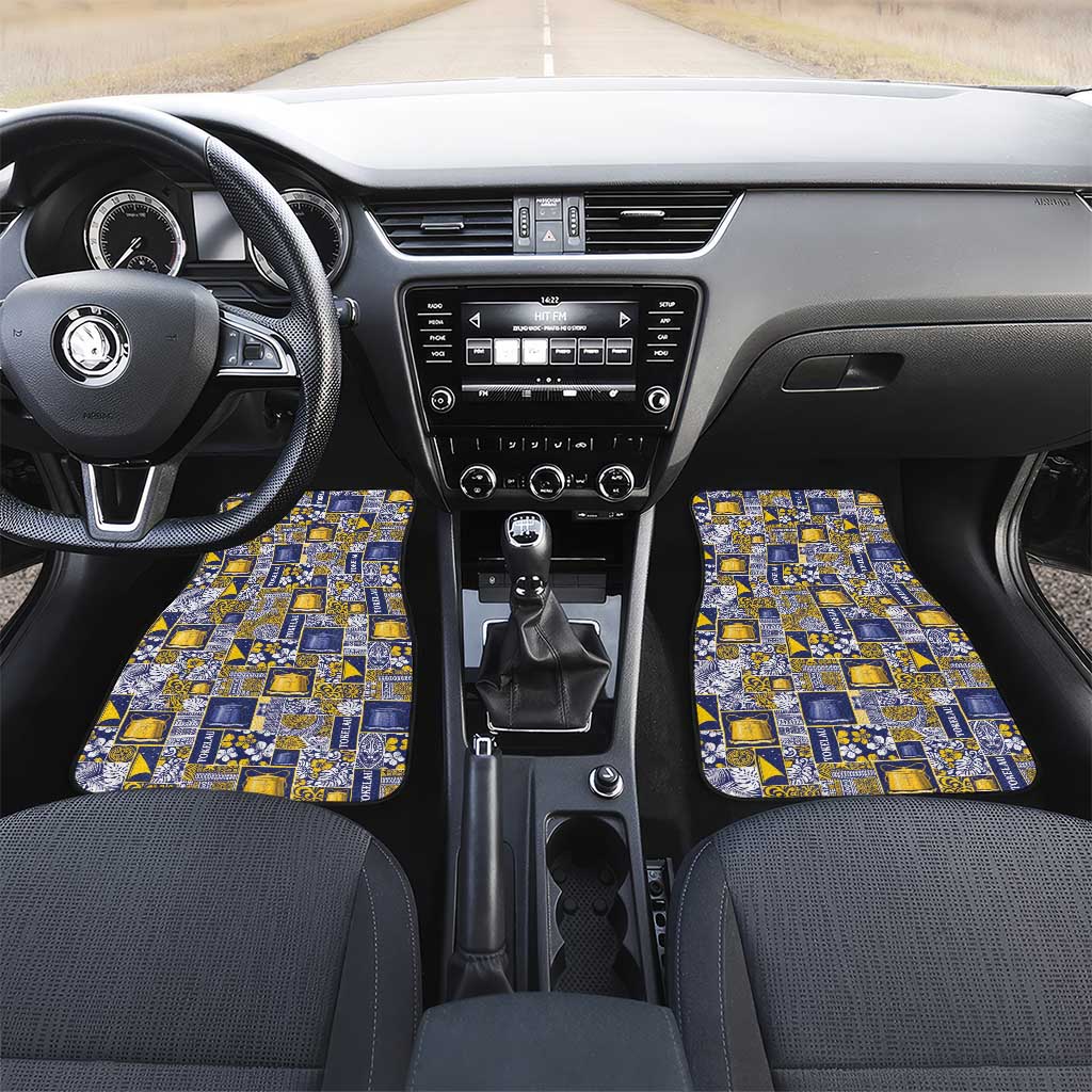 Tokelau Manuia te Kilihimahi Car Mats Pacific Patchwork Xmas Vibes LT9 Set 2pcs - Front Blue - Polynesian Pride