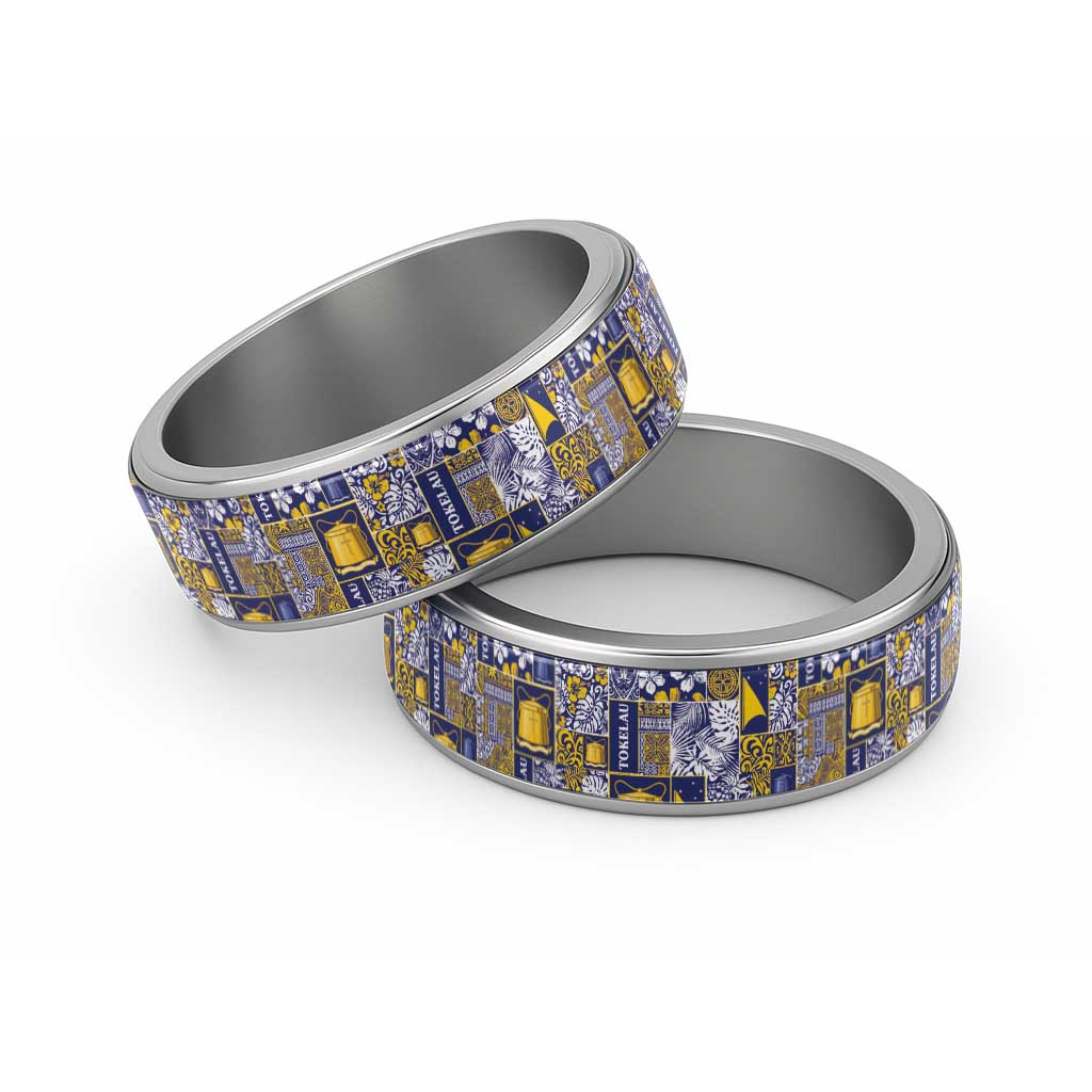 Tokelau Manuia te Kilihimahi Classic Ring Pacific Patchwork Xmas Vibes LT9 Sliver Blue - Polynesian Pride