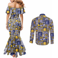 Tokelau Manuia te Kilihimahi Couples Matching Mermaid Dress and Long Sleeve Button Shirt Pacific Patchwork Xmas Vibes LT9 - Polynesian Pride