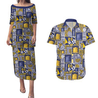 Tokelau Manuia te Kilihimahi Couples Matching Puletasi and Hawaiian Shirt Pacific Patchwork Xmas Vibes LT9 Blue - Polynesian Pride
