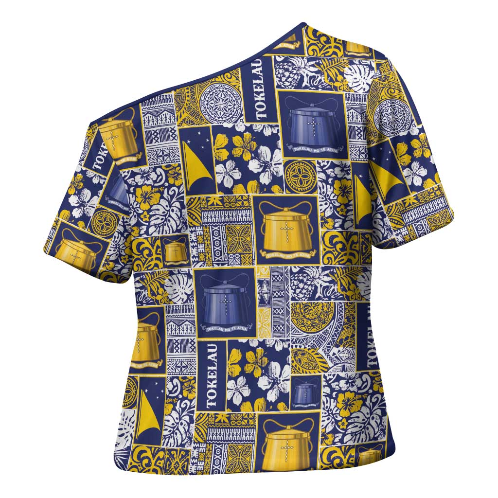 Tokelau Manuia te Kilihimahi Cross Shoulder Shirt Pacific Patchwork Xmas Vibes LT9 - Polynesian Pride